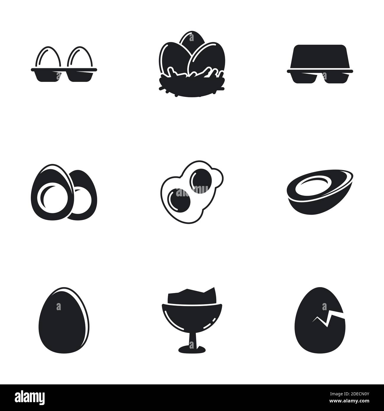 Icons for theme Egg. White background Stock Vector