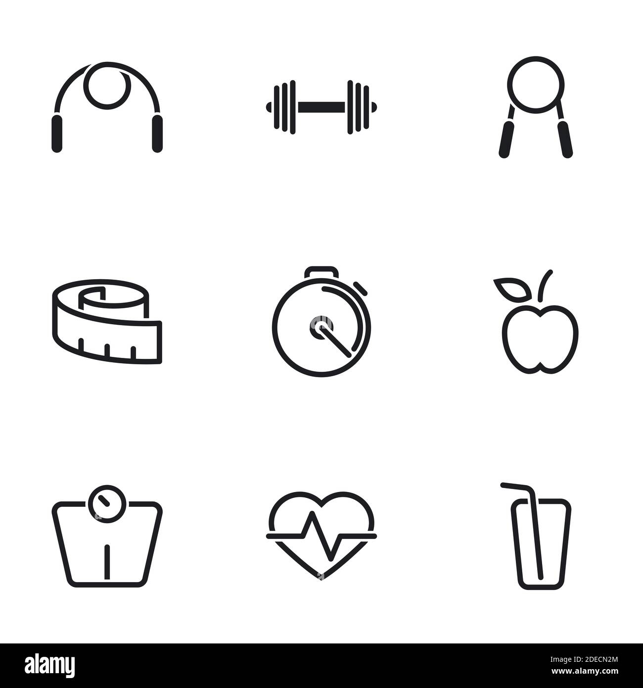 Icons for theme Health and Fitness, vector, icon, set. White background Stock Vector