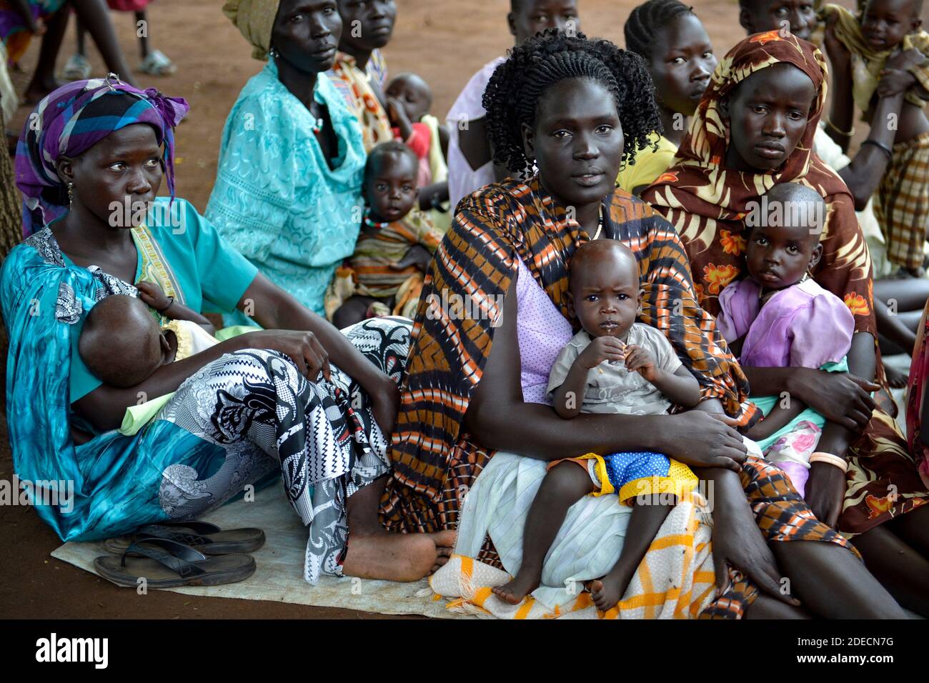Refugees fled to Kule refugee camp in Ethiopia due to the clashes between South Sudanese government forces and South Sudan's former President Riek Mac Stock Photo