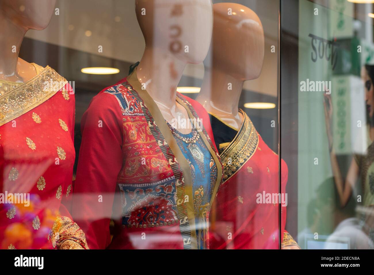 Bangalore, India August 12, 2018 Mannequins with indian traditional wears displayed at a shop