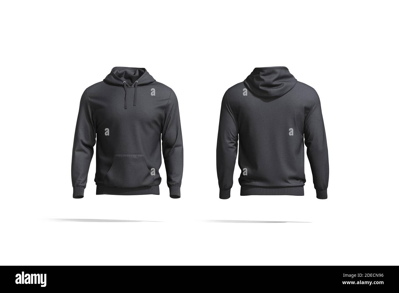 Blank black hoodie with hood mockup, front and back view, 25d For Blank Black Hoodie Template