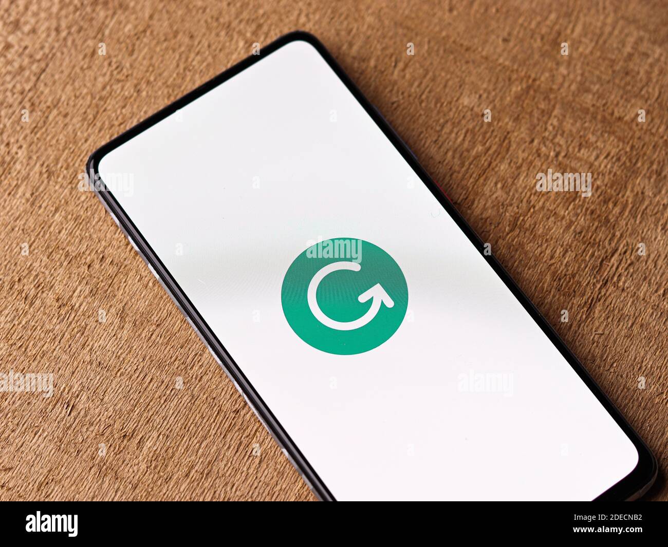 Assam, india - November 29, 2020 : Grammarly logo on phone screen stock image. Stock Photo