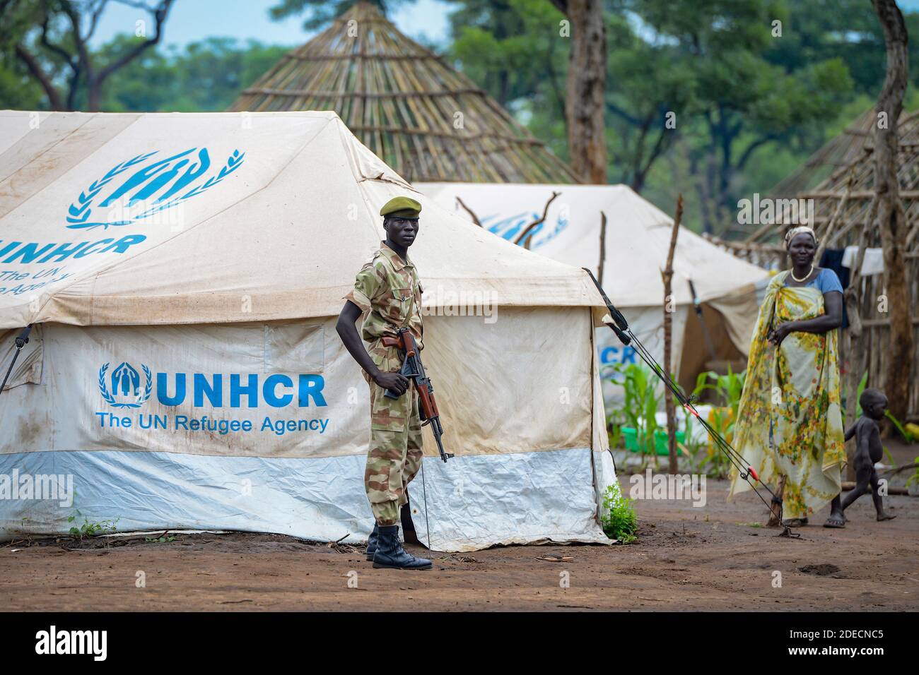 An Ethiopian soldier at Kule refugee camp in  Gambela, Ethiopia on July 15, 2014. Stock Photo