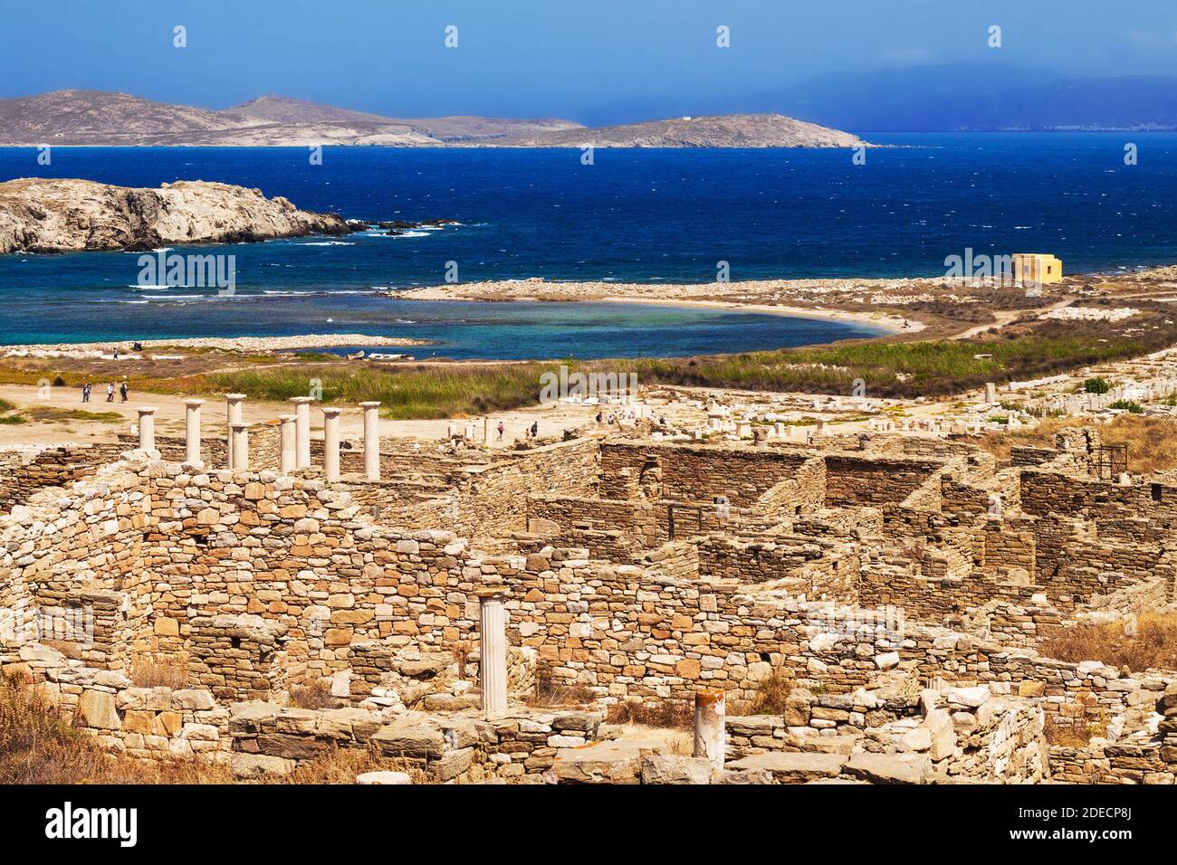 Ancient ruins on the island of Delos, Greece Stock Photo