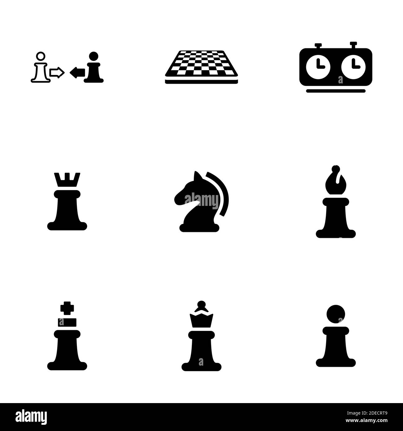 Set of simple icons on a theme Game, chess, competition, sport, vector, set. White background Stock Vector