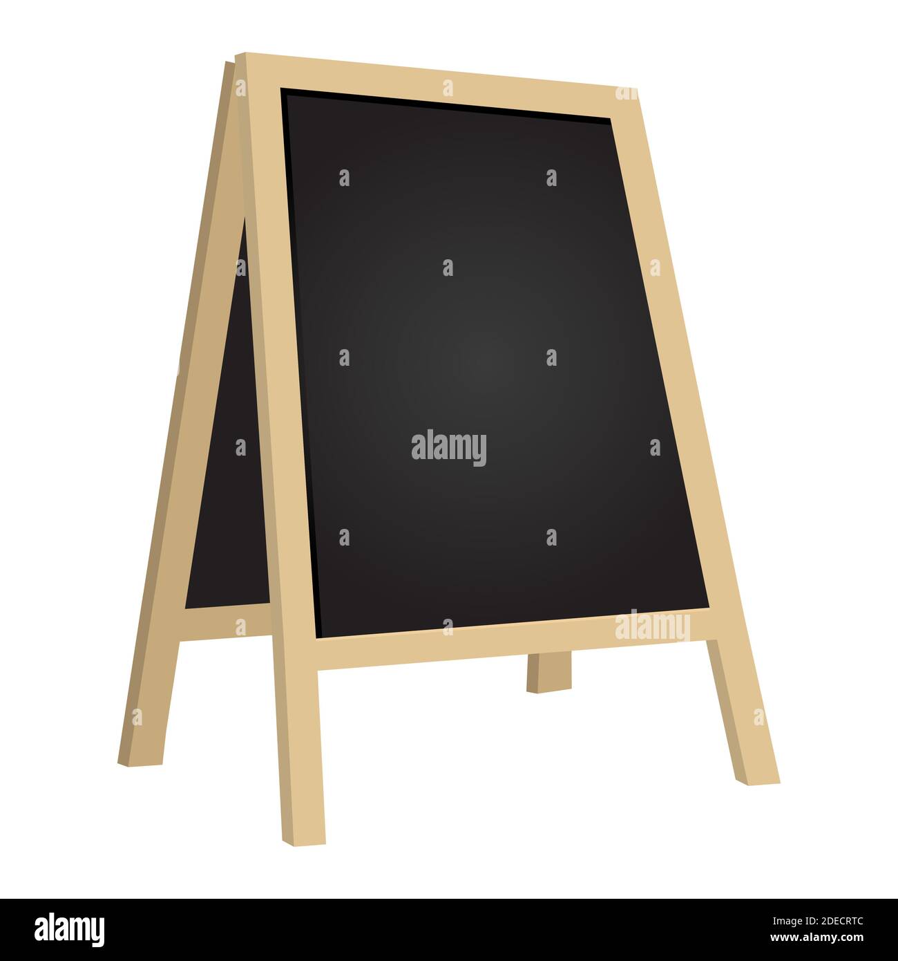 Street chalkboard isolated on white background. Empty cafes blackboard billboard illustration. Blank outside advertisement information display stand. Stock Vector