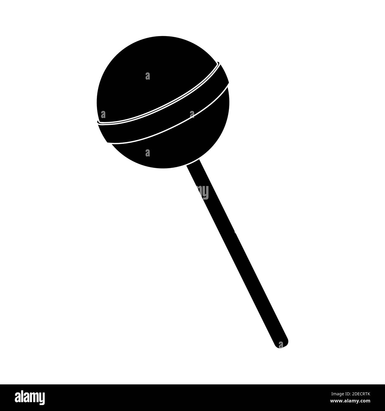 Lollipop silhouette illustration. Round black popsicle. Vector isolated on white background. Lolly shape. Child pop candy snacks icon. Stock Vector