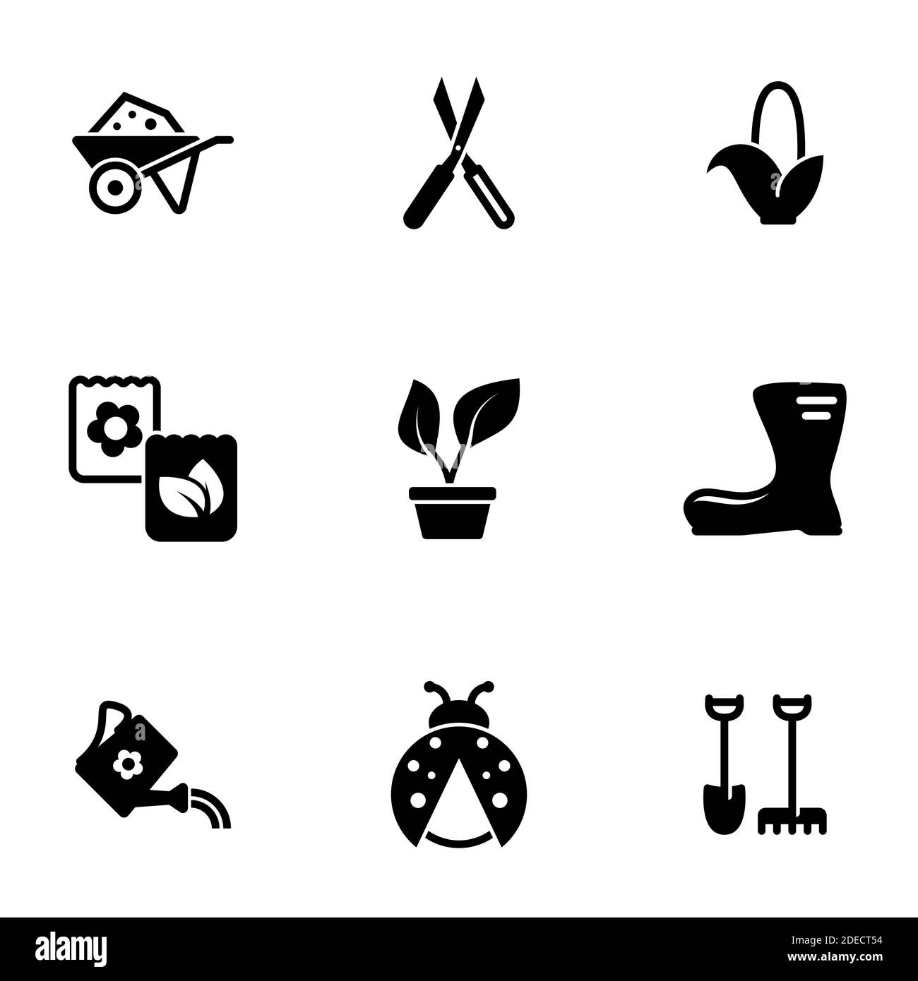 Set of simple icons on a theme Garden, garden, farming, vector, set. White background Stock Vector