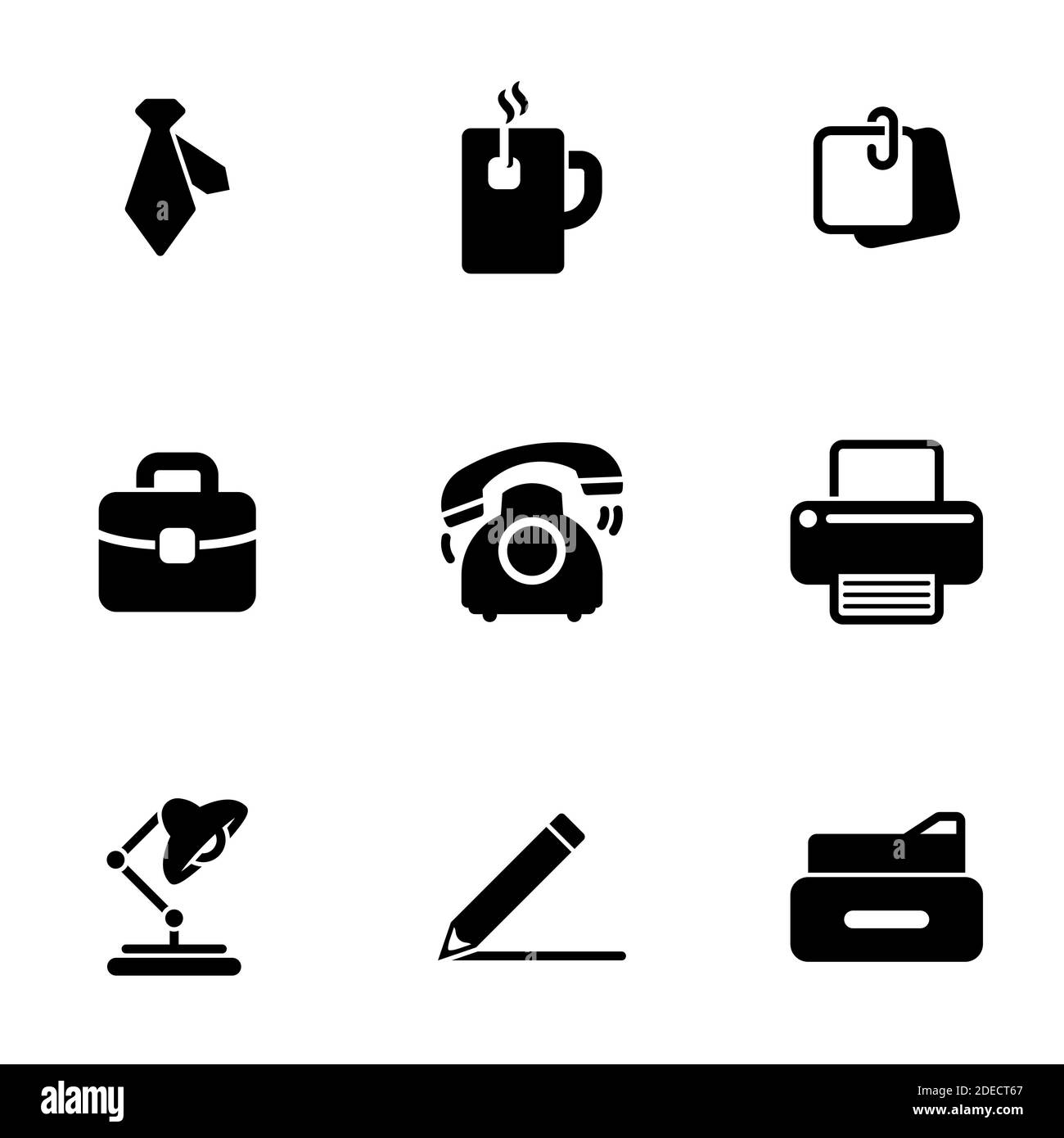 Set of simple icons on a theme Office, work, business, vector, set. White background Stock Vector
