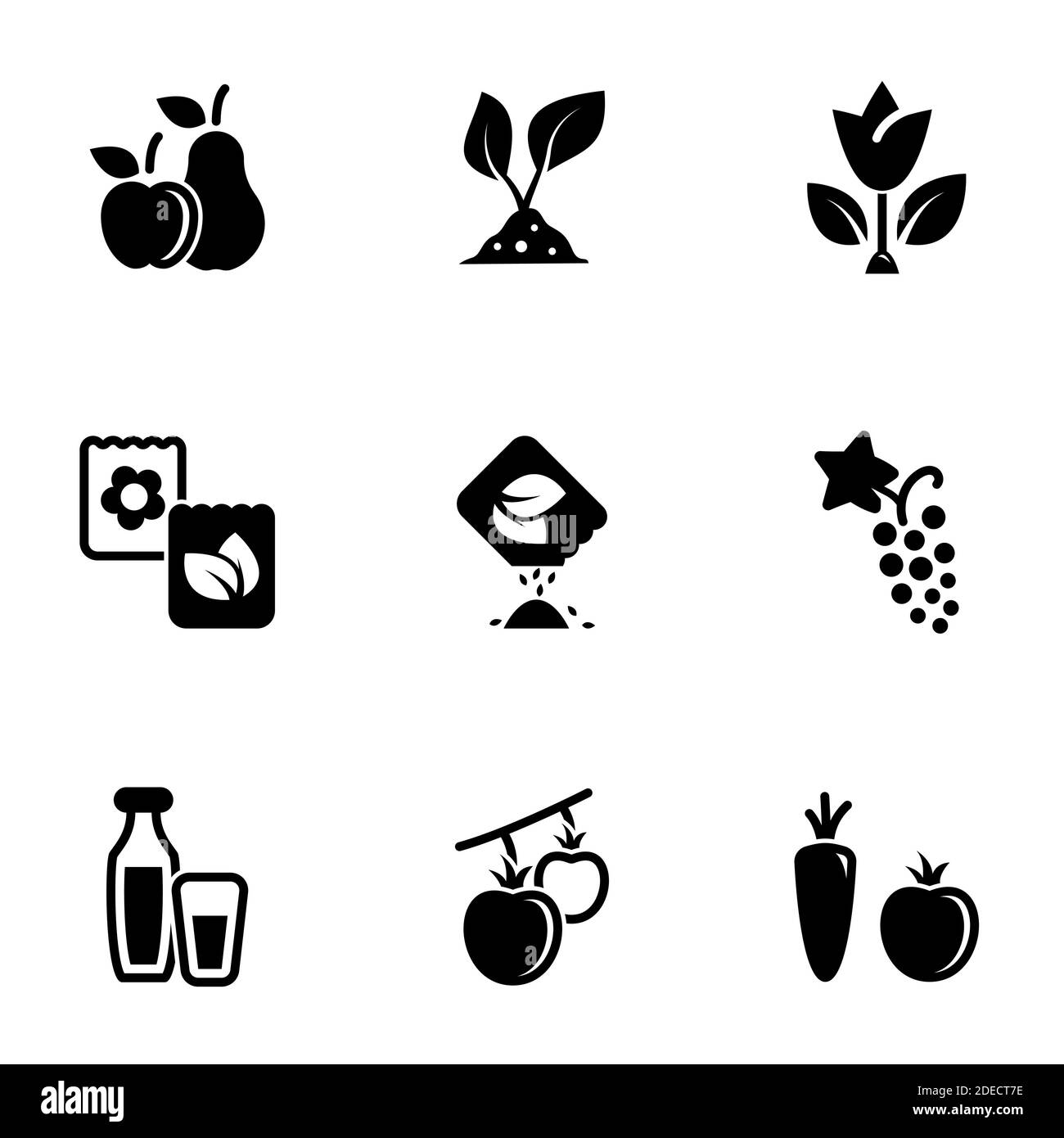Set of simple icons on a theme Food, natural, eco-friendly, grown ...