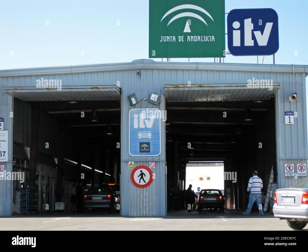 Cars having road worthiness tests at the vehicle testing station ITV