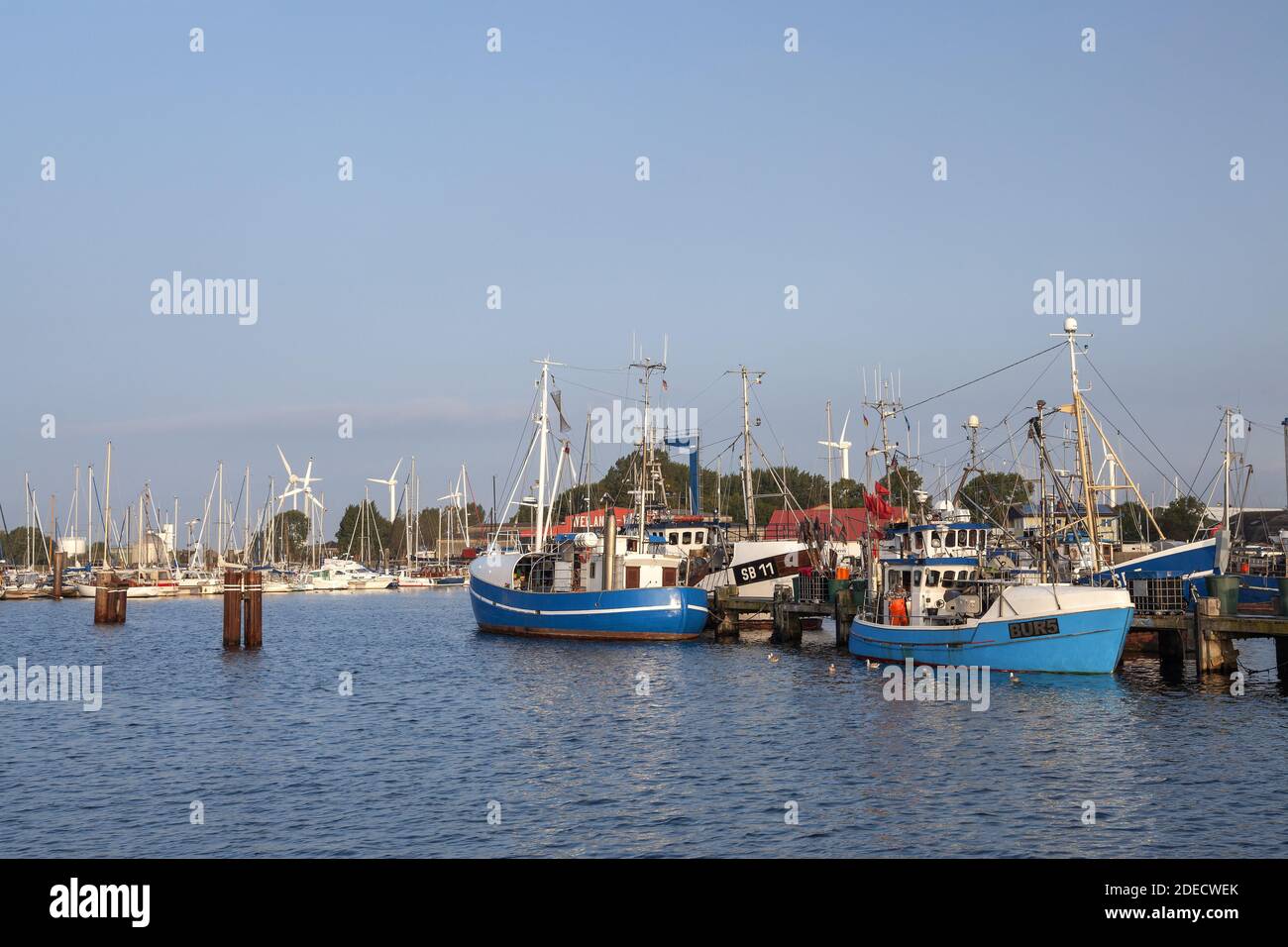 geography / travel, Germany, Schleswig-Holstein, isle Fehmarn, harbour of Burgstaaken, Burg, Additional-Rights-Clearance-Info-Not-Available Stock Photo