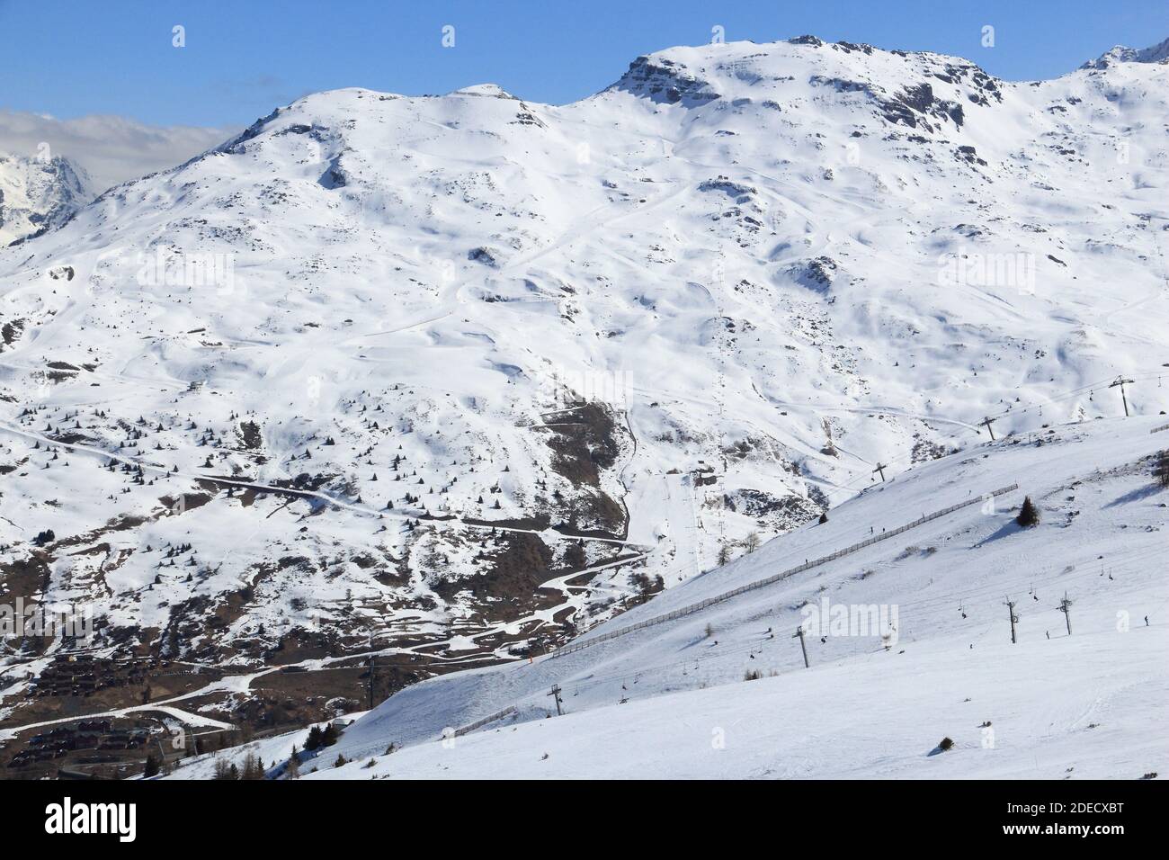 French Alps skiing in winter snow. Valloire ski resort in Europe Stock  Photo - Alamy