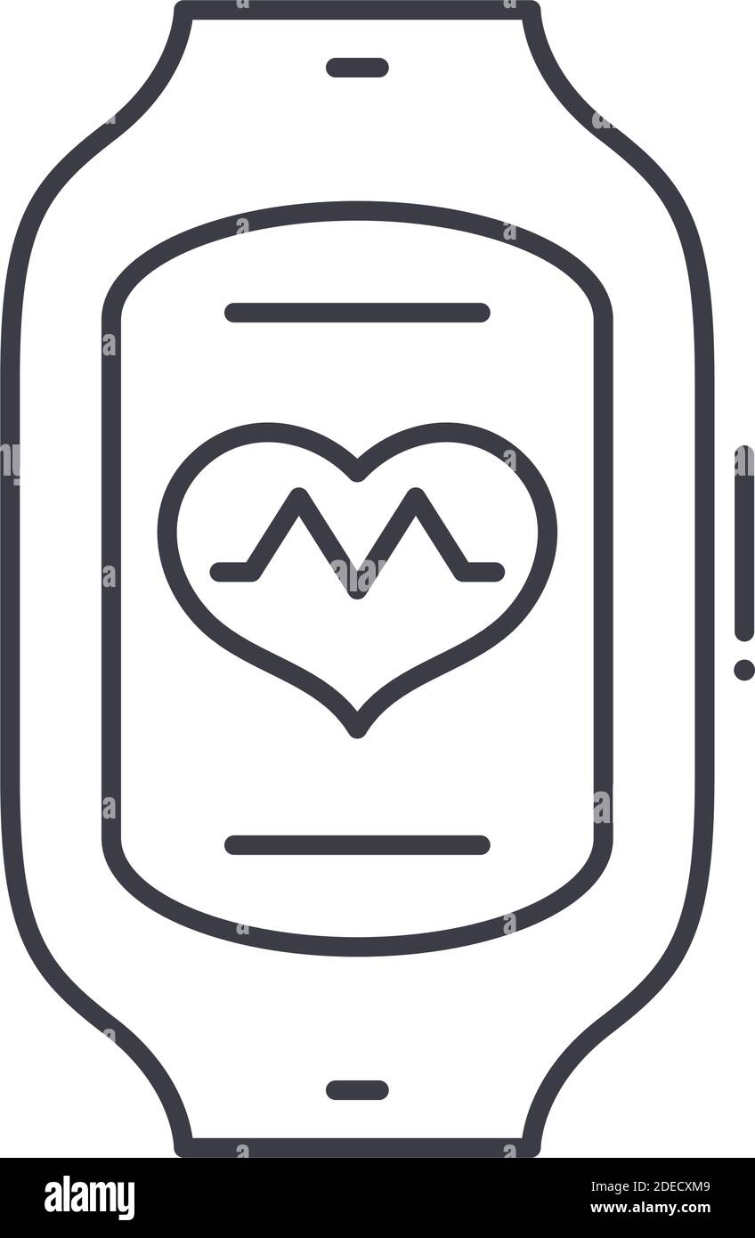 Heart rate monitor icon, linear isolated illustration, thin line vector ...