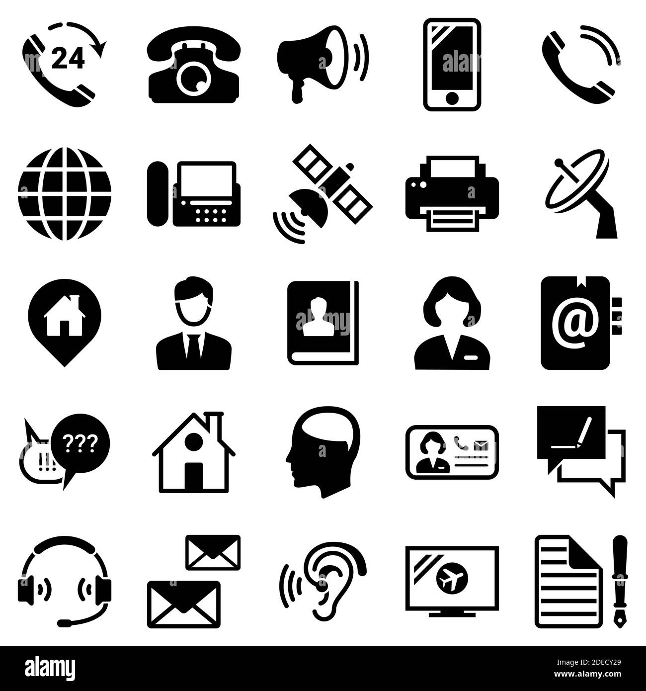Set of simple icons on a theme Contact, connection, communication devices, vector, design, collection, flat, sign, symbol,element, object, illustratio Stock Vector