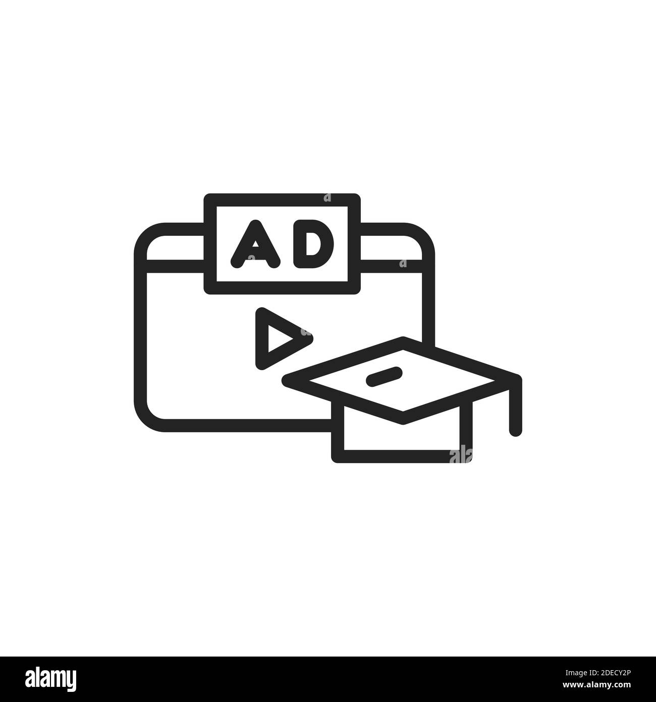 Marketing and advertising courses black line icon. Vector illustration. Outline pictogram for web page, mobile app, promo Stock Vector