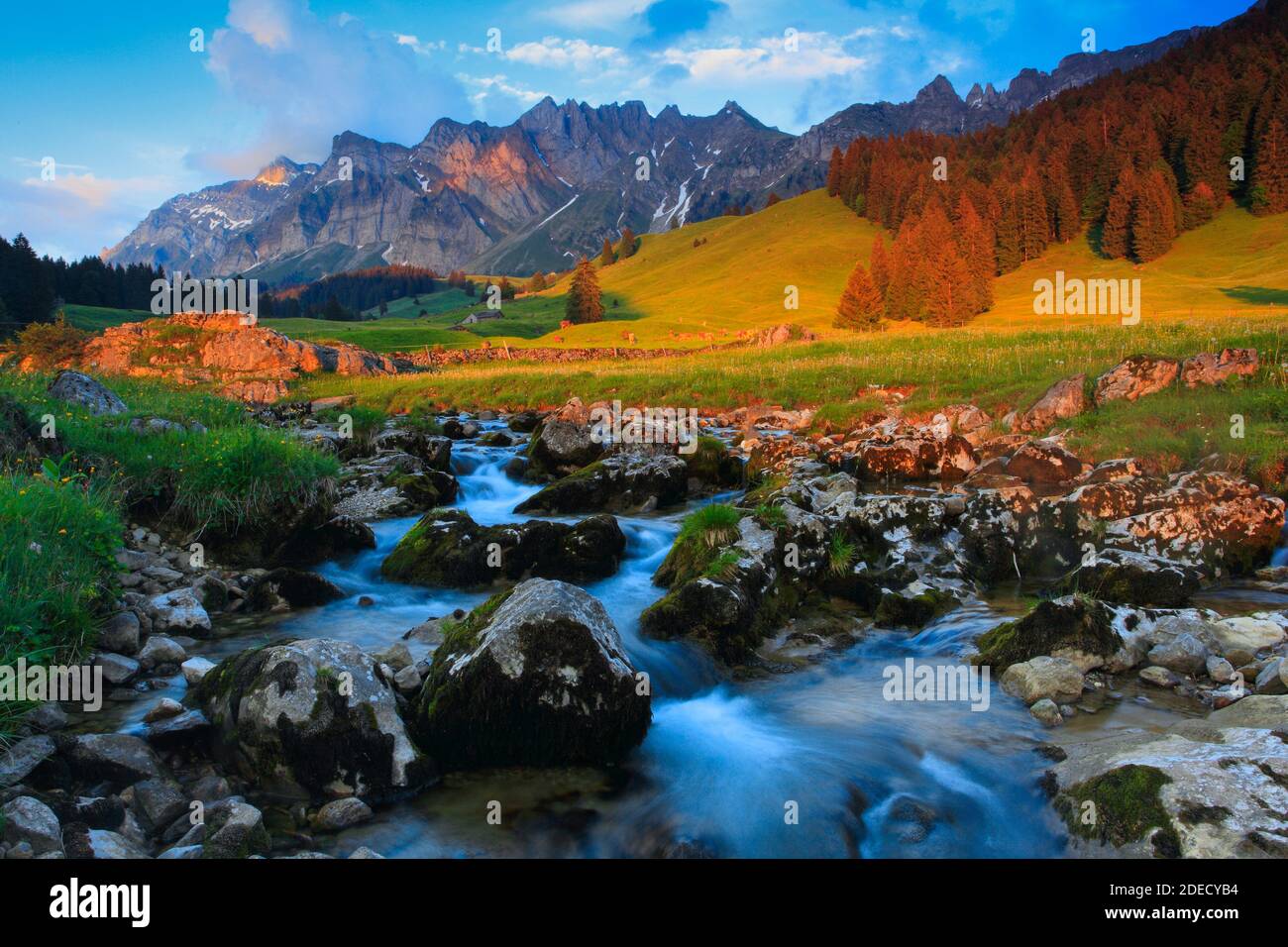 geography / travel, Switzerland, Alpstein Massif with Saentis, Appenzel, Additional-Rights-Clearance-Info-Not-Available Stock Photo