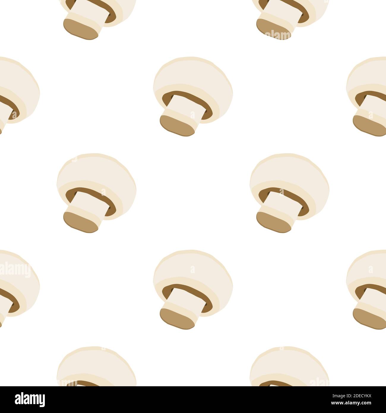 Illustration on theme of bright pattern mushroom, vegetable champignon for seal. Vegetable pattern consisting of beautiful mushroom, many champignon. Stock Vector