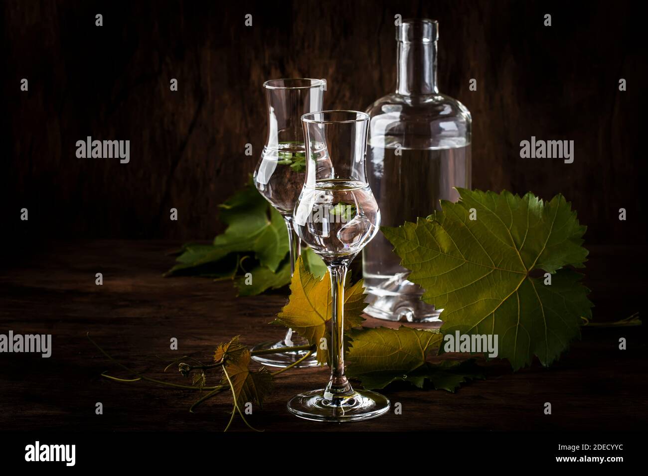 Grape vodka, pisco traditional Peruvian strong alcoholic drink in