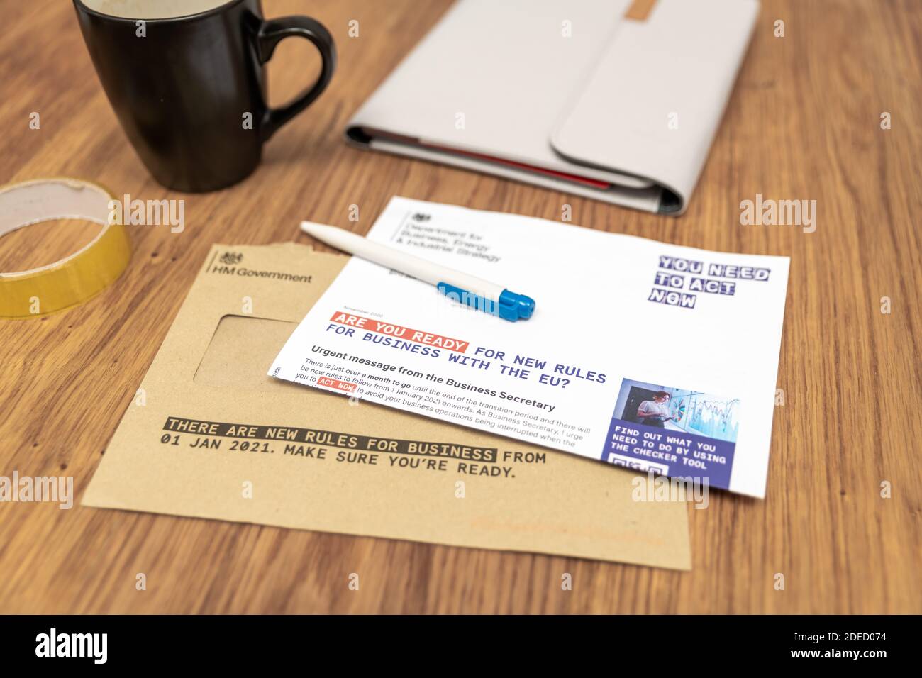Poole, UK. Monday 30 November 2020. The UK governemnt sends a letter to all businesses regarding Brexit and the changes in the law. Letter signed by Rt Hon Alok Sharma MP, Secretary of State for Business. Credit: Thomas Faull/Alamy Live News Stock Photo