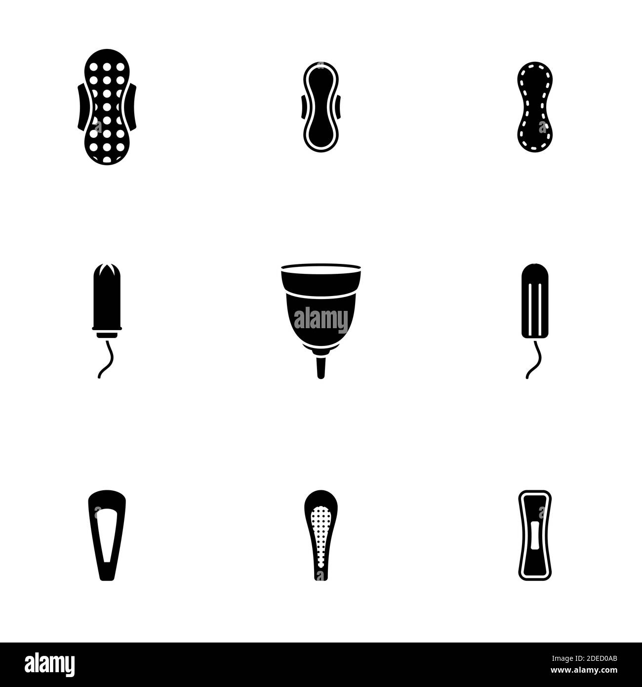 Set of simple icons on a theme sanitary pads and cotton tampon , vector ...