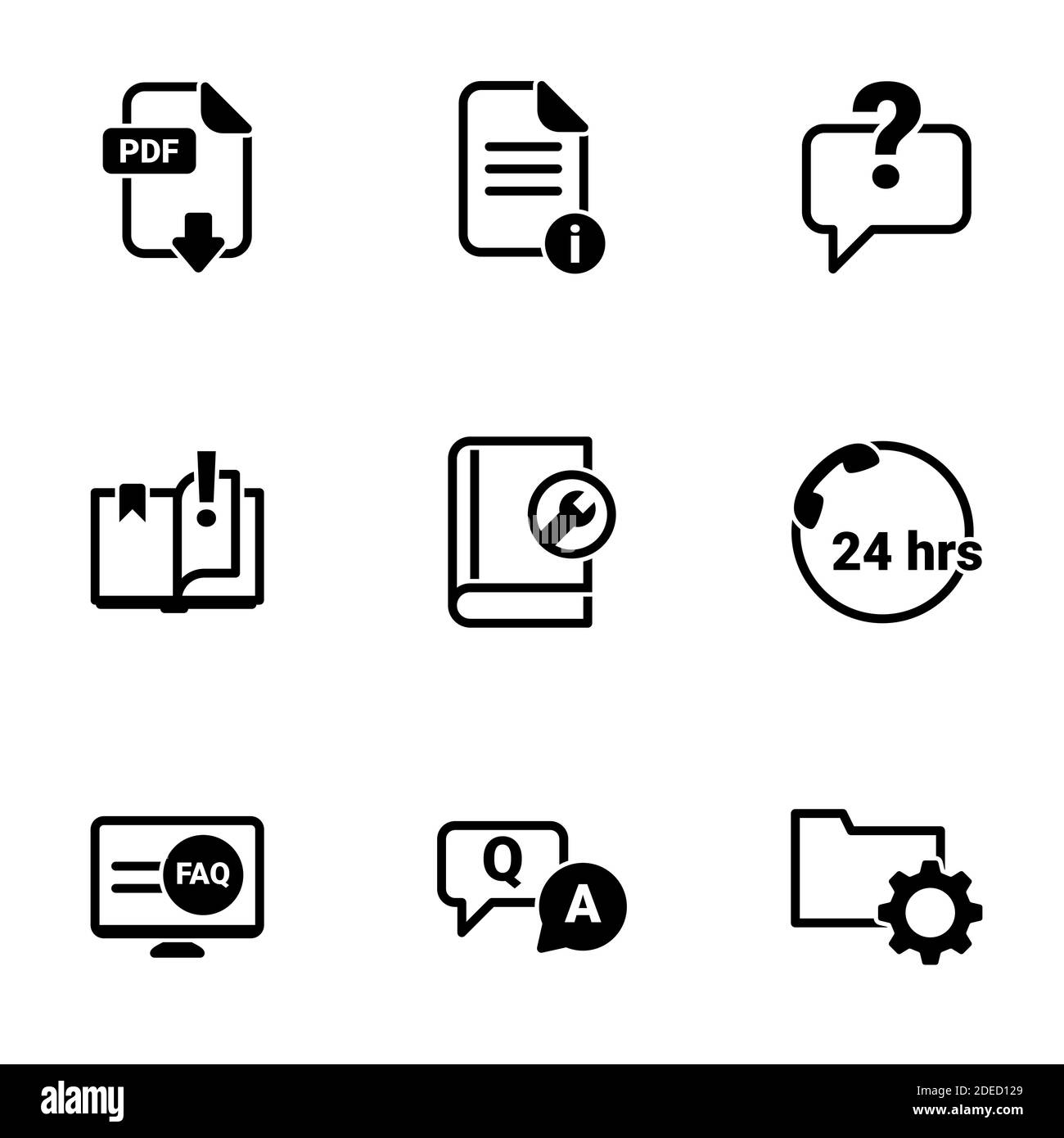 Set of simple icons on a theme manual, vector, design, collection, flat, sign, symbol,element, object, illustration, isolated. White background Stock Vector