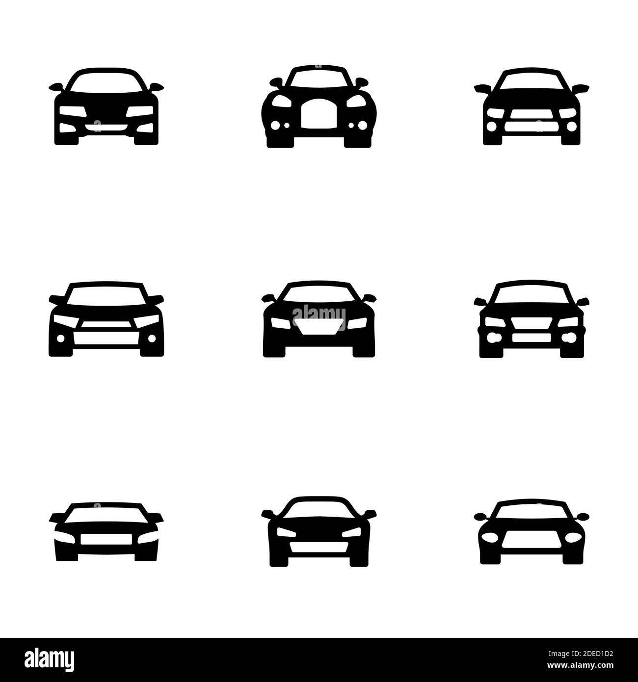 Set of black icons isolated on white background, on theme Car Stock Vector