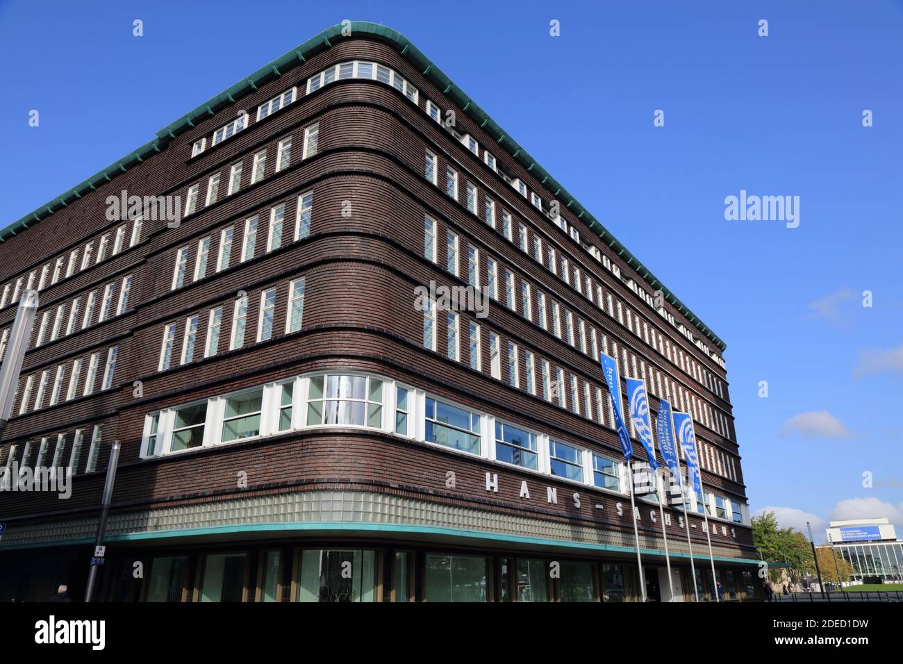 GELSENKIRCHEN, GERMANY - SEPTEMBER 17, 2020: Hans Sachs Haus building in Gelsenkirchen, Germany. Originally planned to be multifunctional, it soon bec Stock Photo