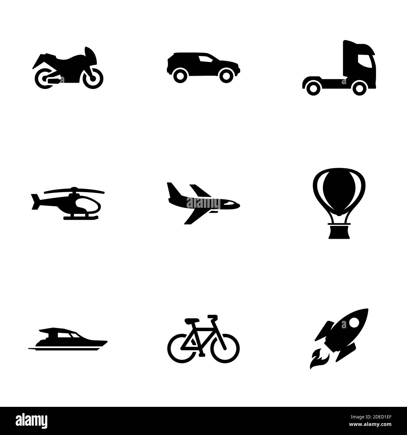 Set of black icons isolated on white background, on theme Transport ...