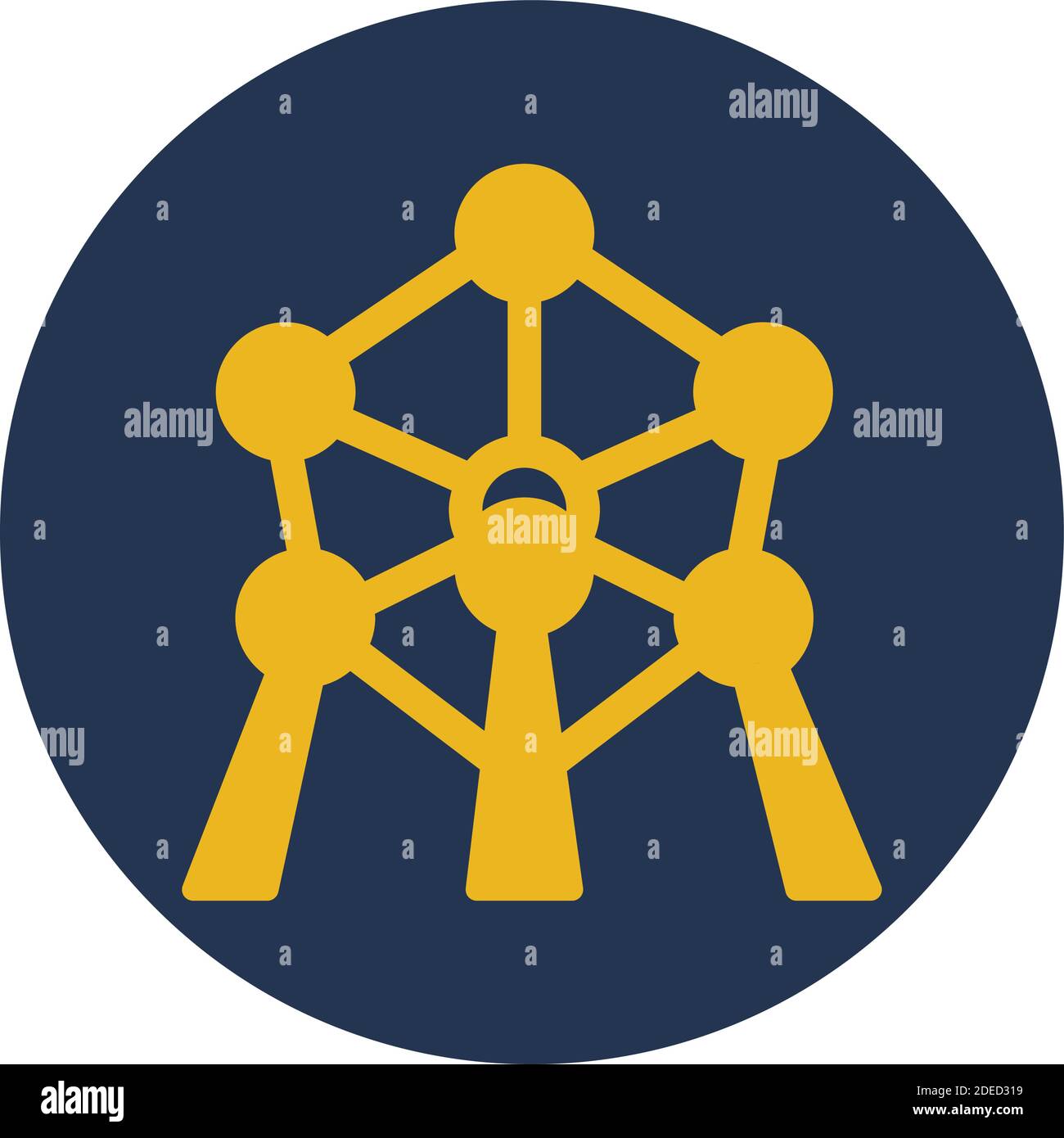 Atomium, Brussels, Belgium, Panorama fully editable vector icons Stock ...