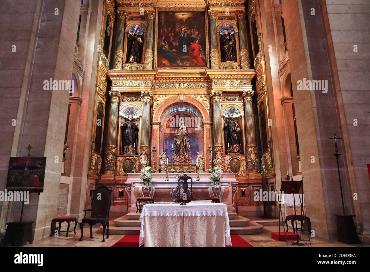 LISBON, PORTUGAL - JUNE 6, 2018: Altar in Church of Saint Roch (Igreja de Sao Roque), Lisbon, Portugal. It is the earliest Jesuit church of Portugal. Stock Photo