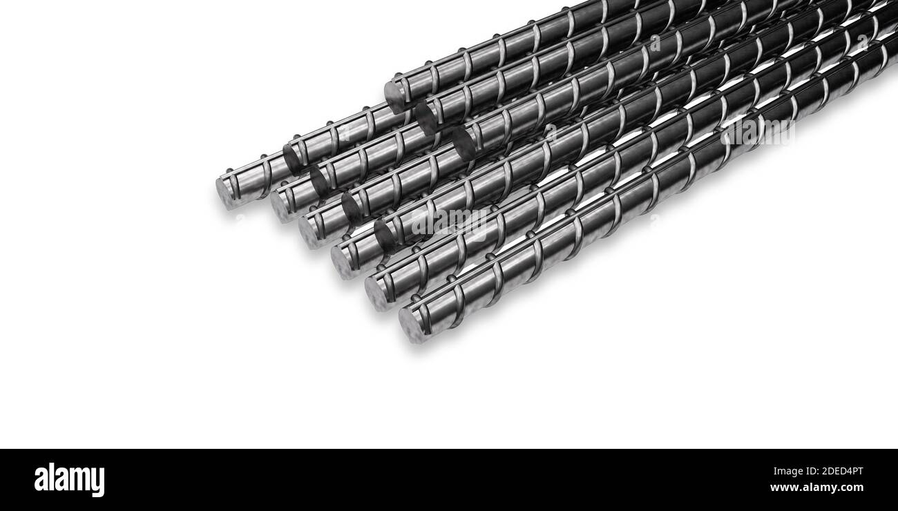 Steel rods or bars used to reinforce concrete. 3D Render Stock Photo