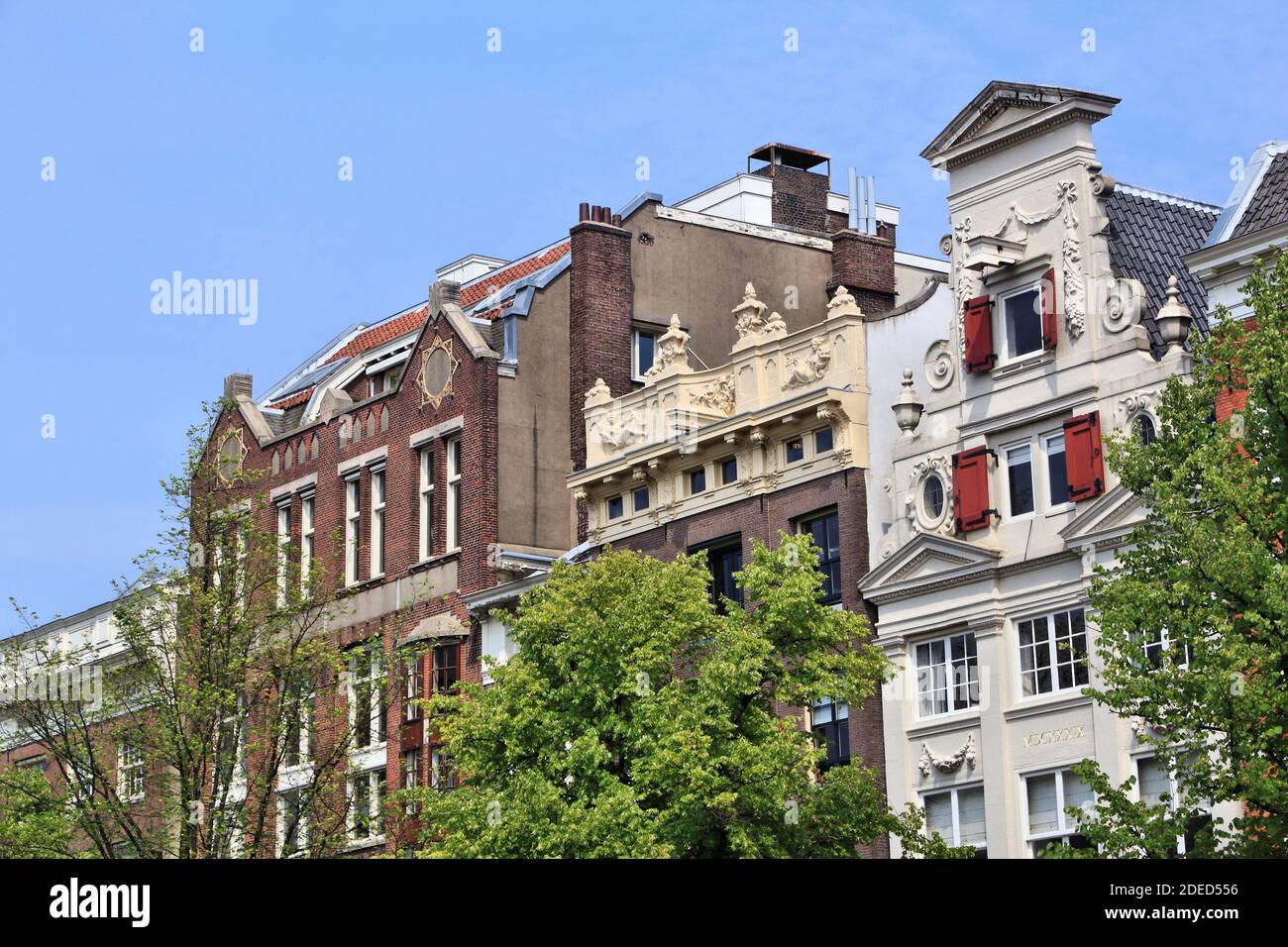 Amsterdam old city architecture - Keizersgracht residential buildings. Netherlands rowhouse. Stock Photo