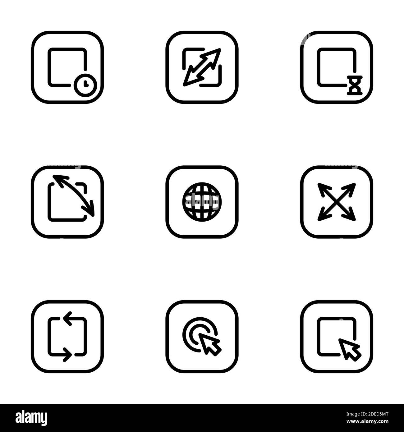 Set of black icons isolated on white background, on theme Internet, Web symbols Stock Vector