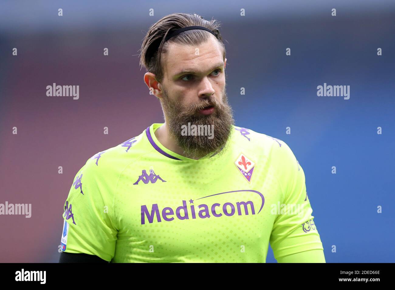 Bartlomiej Dragowski of Acf Fiorentina  looks on during the Serie A match beetween Ac Milan and Acf Fiorentina. Ac Milan wins 2-0 over Acf Fiorentina. Stock Photo