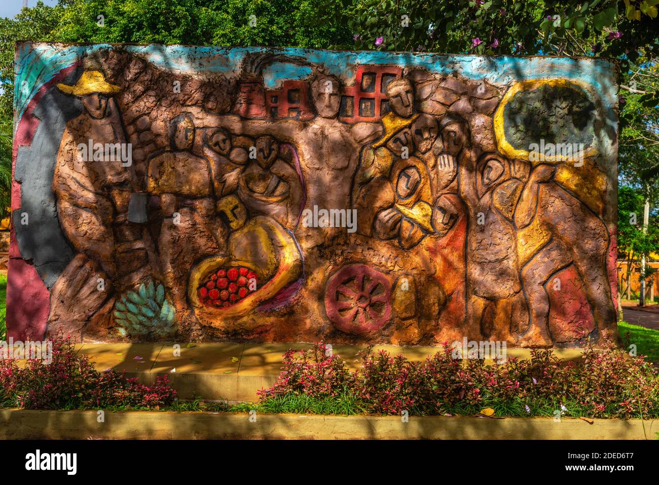 Artwork illustrating the work of farmers, local people, indigenas in the  community of Eldorado, Provincia Misiones, Argentina, Latin America Stock Photo