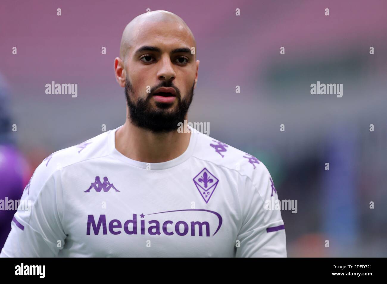 Sofyan Amrabat of Acf Fiorentina looks on before the Serie A match beetween Ac  Milan and Acf Fiorentina. Ac Milan wins 2-0 over Acf Fiorentina Stock Photo  - Alamy, image size:1300x956