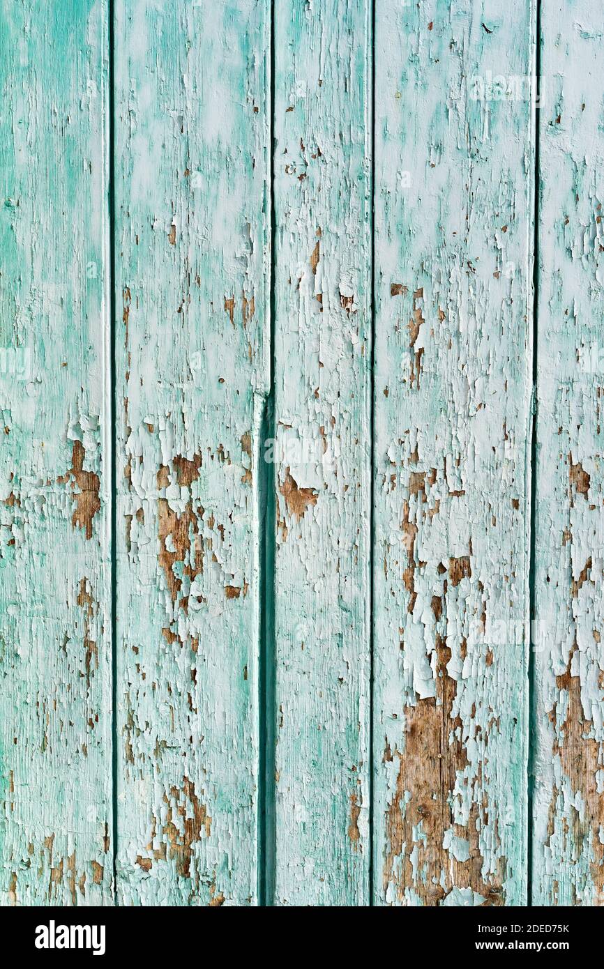 Turquoise  painted wood weathered Stock Photo