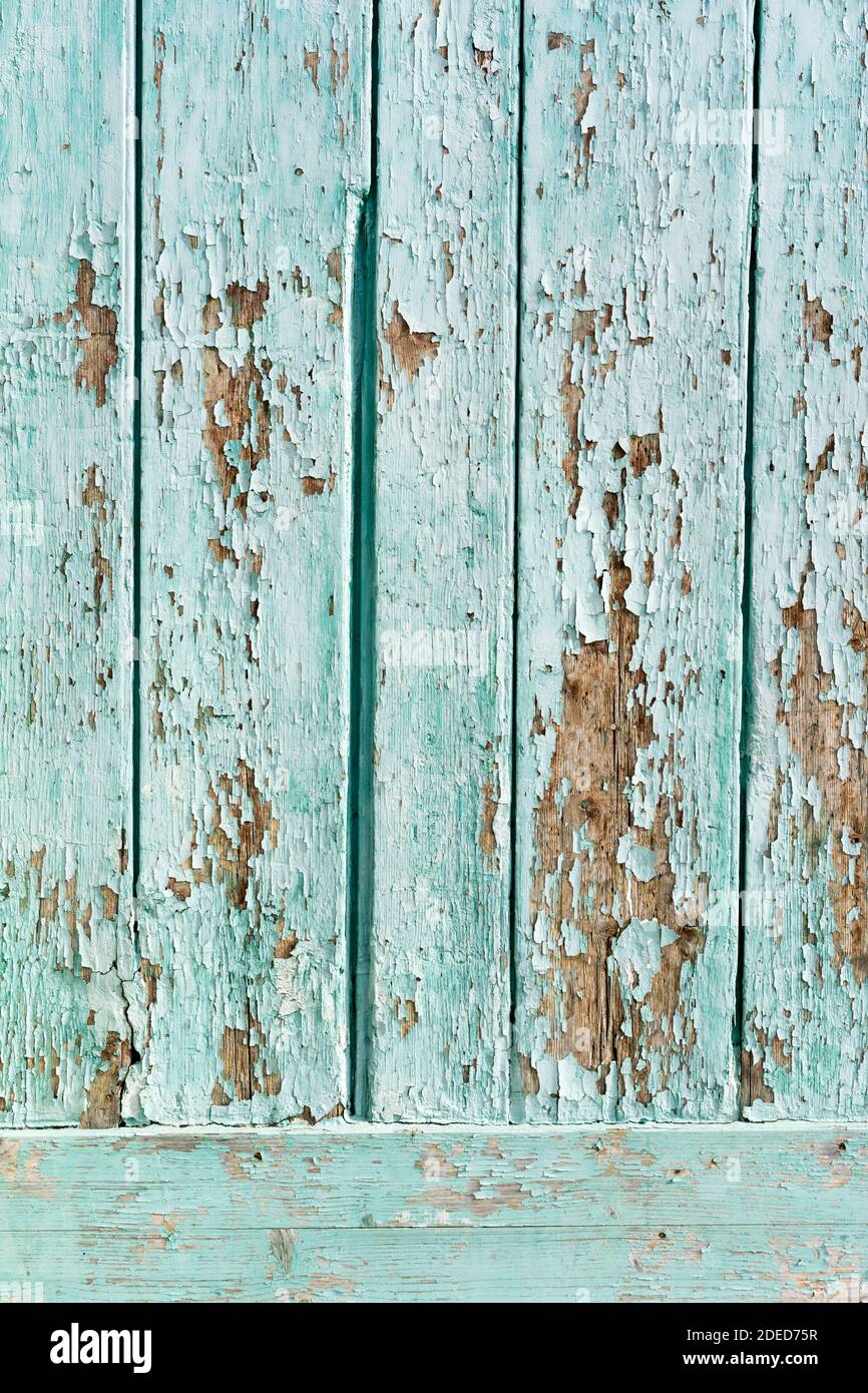 Turquoise  painted wood fence vintage Stock Photo