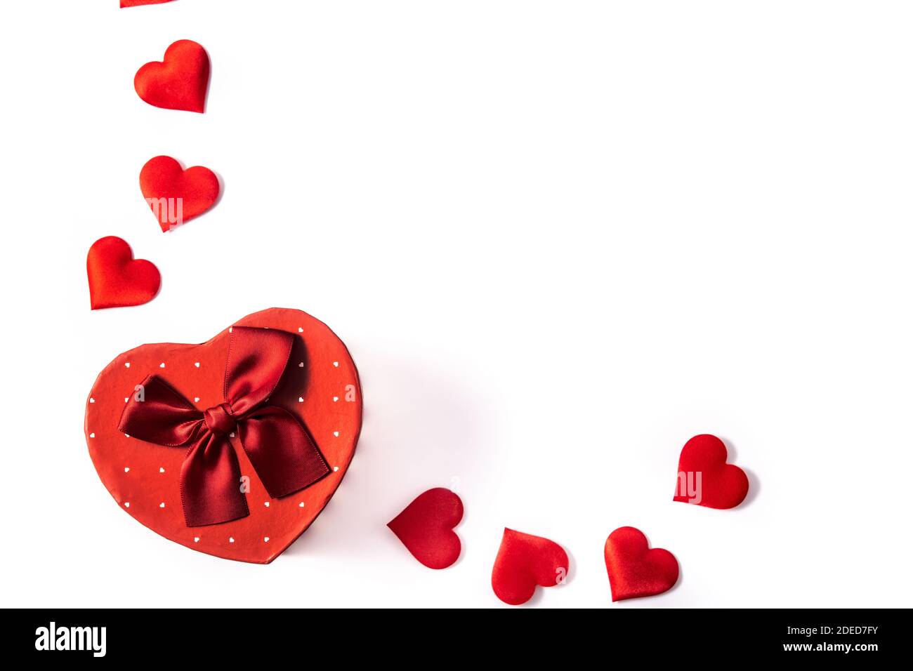 Gift box with heart shape and red hearts for Valentine's Day Stock ...
