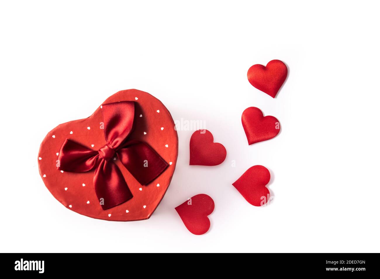 Gift box with heart shape and red hearts for Valentine's Day Stock ...