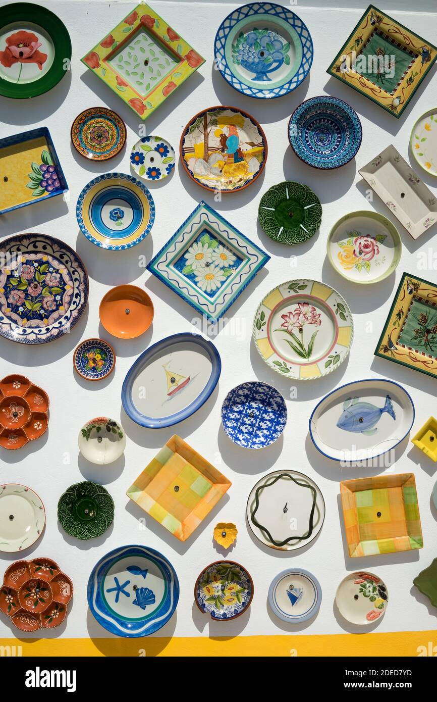 Wall of portuguese pottery Stock Photo