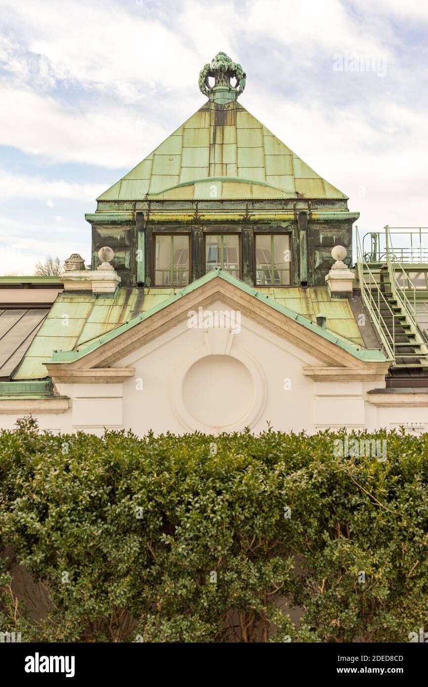 Vintage metallic green rooftop Stock Photo