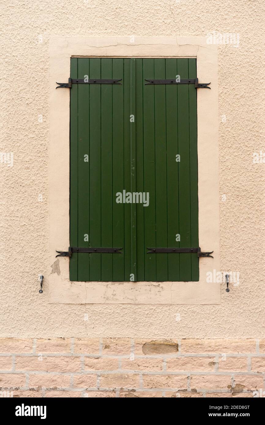closed green wood window shutters Stock Photo - Alamy