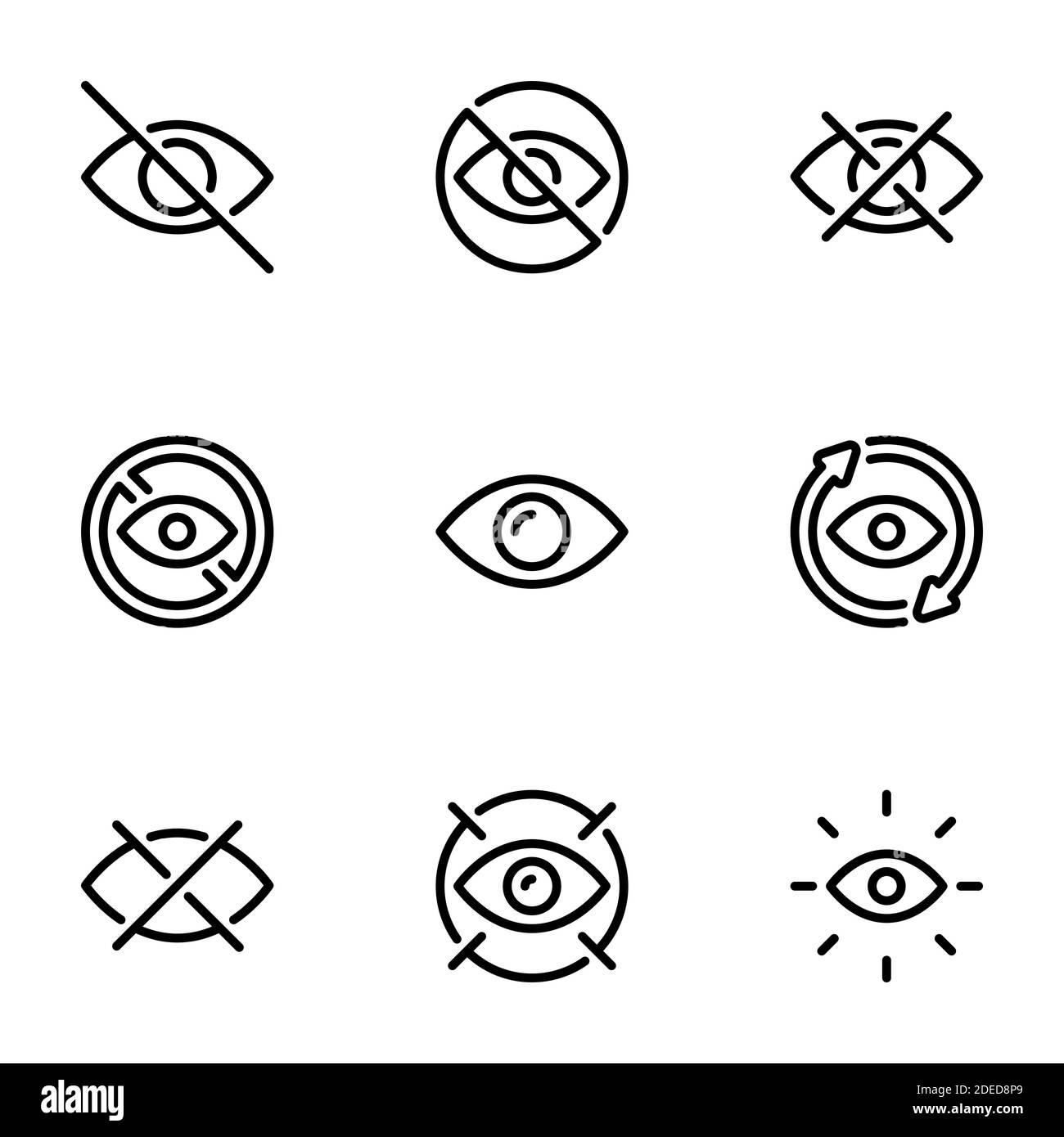 Set of black vector icons, isolated on white background, on theme Eye ...
