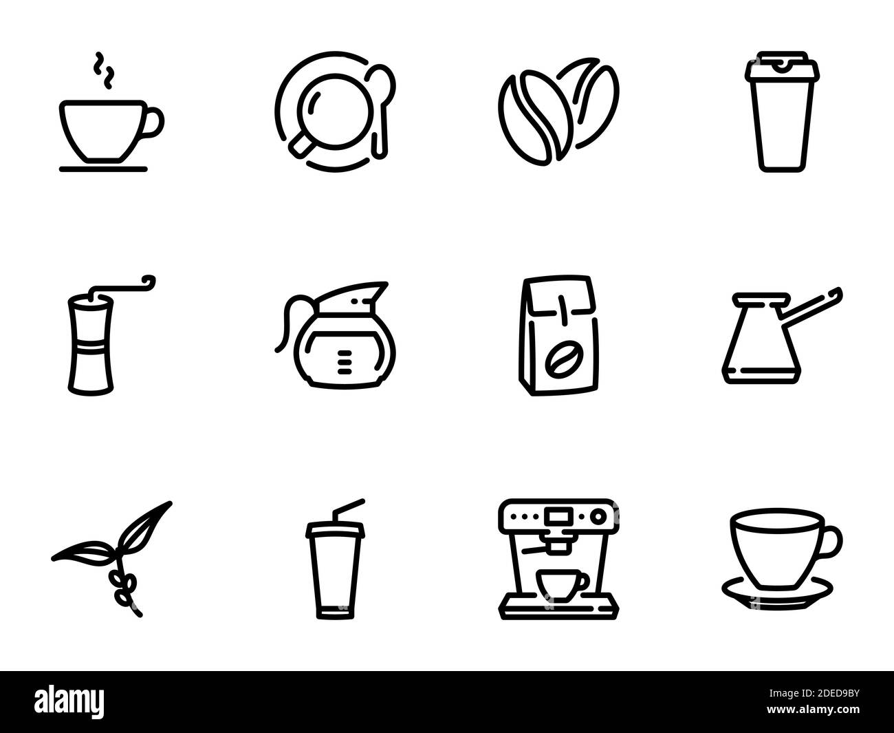 Set of icons on the theme of coffee Stock Vector