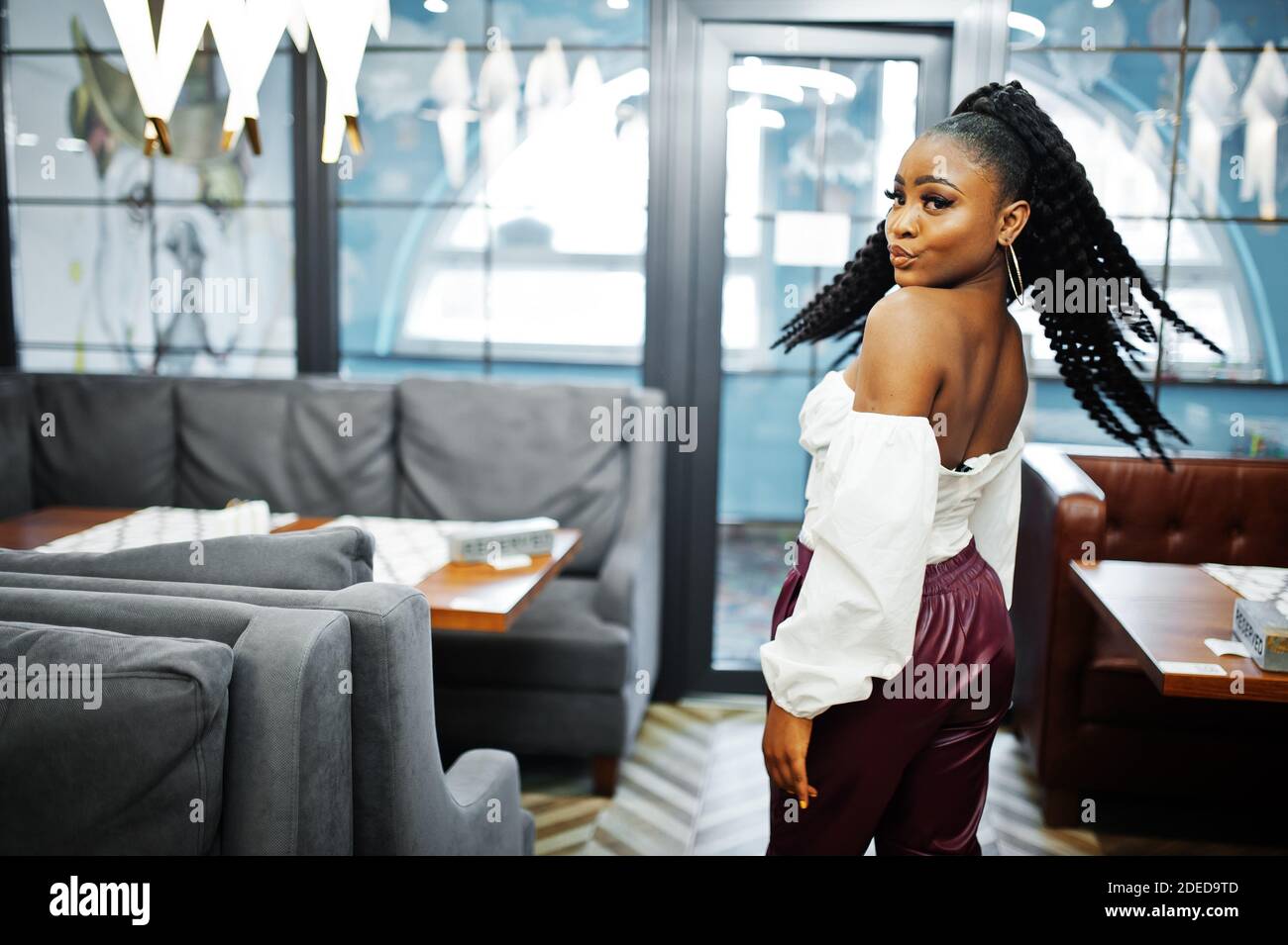 Mature woman leather pants hi-res stock photography and images - Alamy
