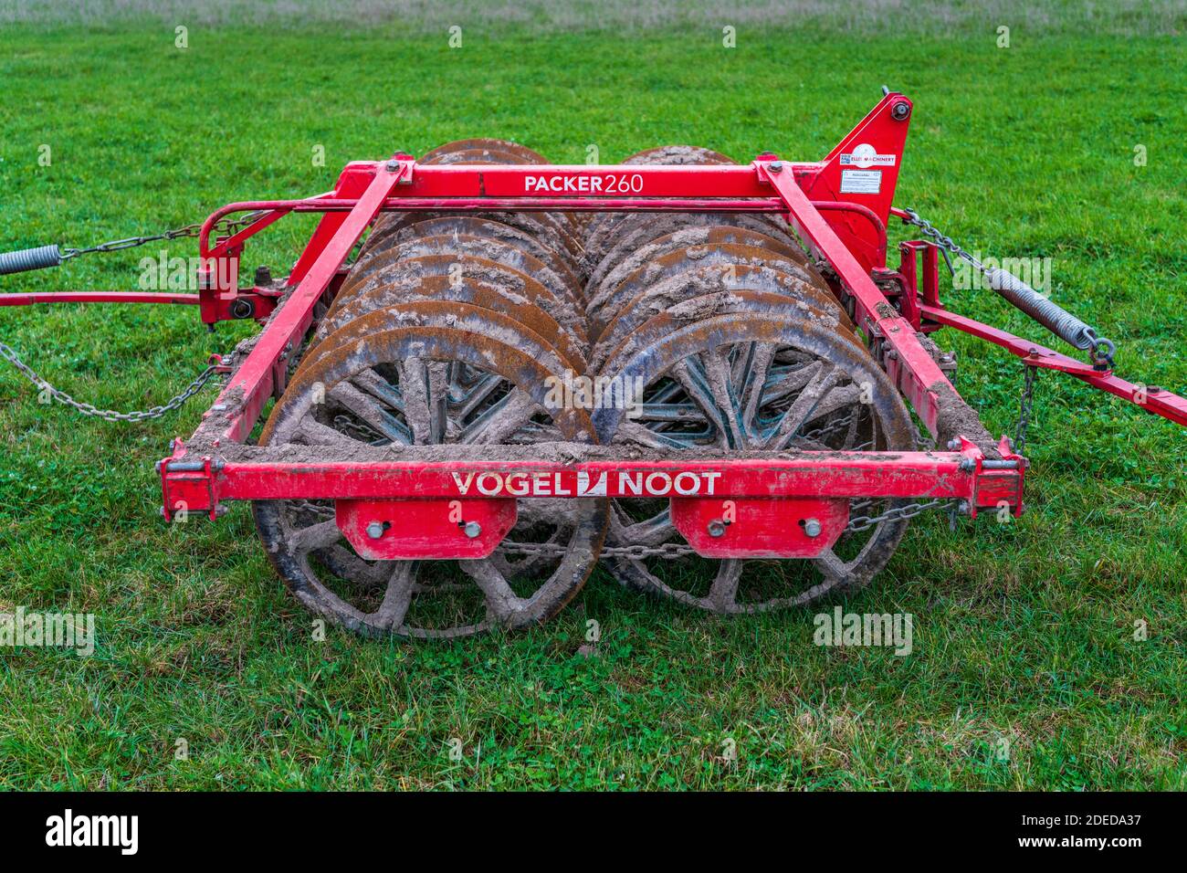 Vogel & Noot Packer 260 pre seeding soil packer or roller farm machinery. Soil Packers and rollers are used to create level seedbeds after ploughing. Stock Photo