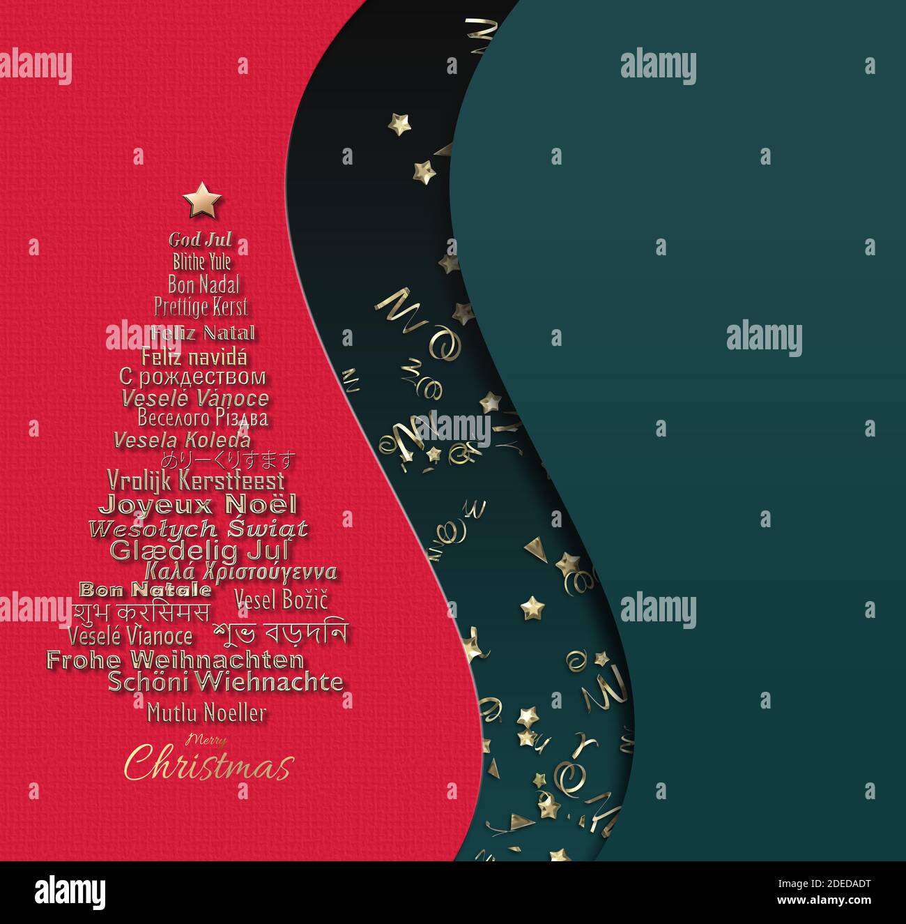 Merry Christmas Card In Different European Eastern European Hindi Bengali Indian Japanese Languages Forming Christmas Tree And Gold Confetti On C Stock Photo Alamy Merry Christmas Card In Different European Eastern European Hindi Bengali Indian Japanese Languages Forming Christmas Tree And Gold Confetti On C Stock Photo Alamy