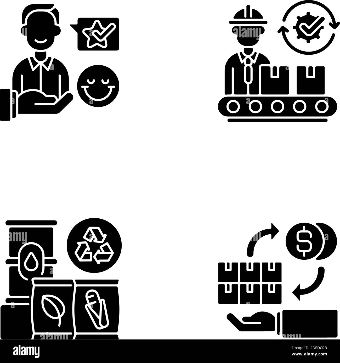 Industrial business black glyph icons set on white space Stock Vector ...